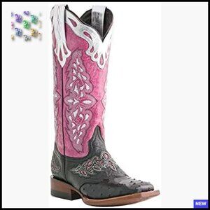 Western Cowgirl Boots Square Toe Block Heel Mid Calf Pull On Combat Style